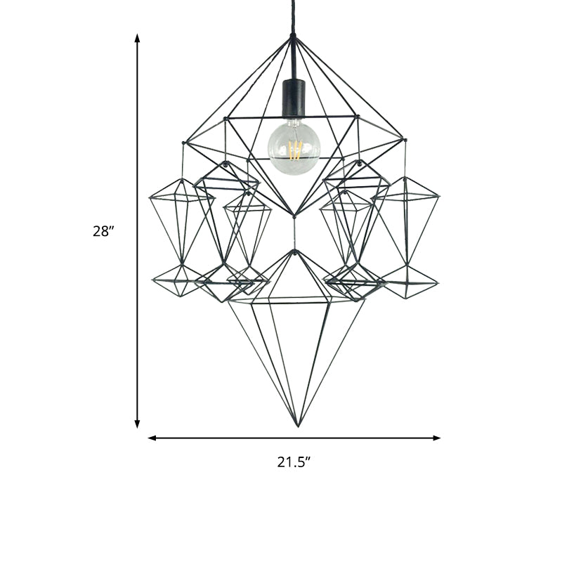 Black Diamond Pendant Fixture Classical Metal 1 Light Living Room Hanging Ceiling Light Clearhalo 'Ceiling Lights' 'Pendant Lights' 'Pendants' Lighting' 216037