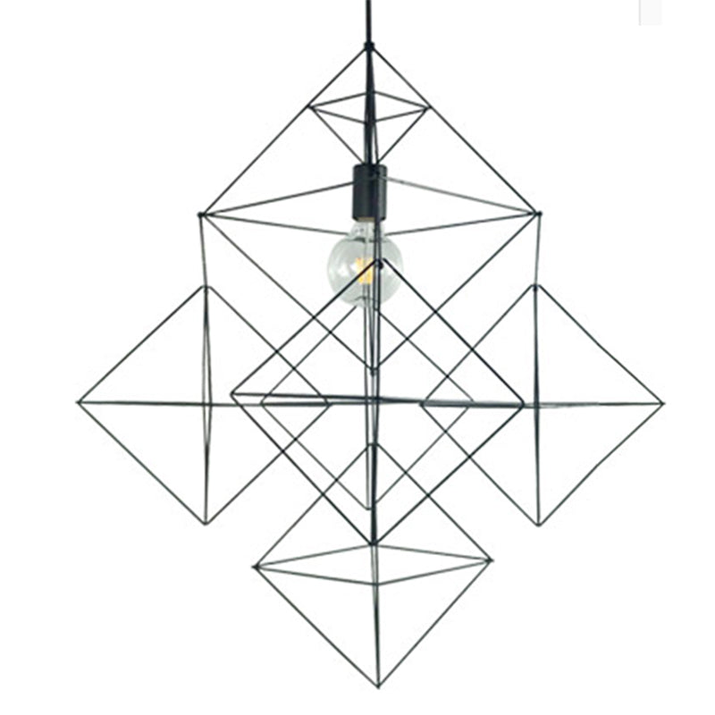 Black 1 Light Pendant Lighting Classic Metal Geometric Hanging Lamp for Dining Room Clearhalo 'Ceiling Lights' 'Pendant Lights' 'Pendants' Lighting' 216040