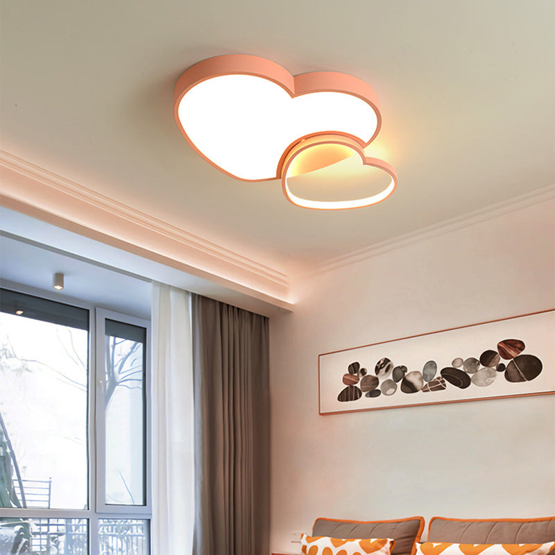 Modern Style Loving Heart Flush Light Fixture Acrylic 13"/16.5" W LED Children Room Flushmount Lamp in Pink/White Pink 13" Clearhalo 'Ceiling Lights' 'Close To Ceiling Lights' 'Close to ceiling' 'Flush mount' Lighting' 216073