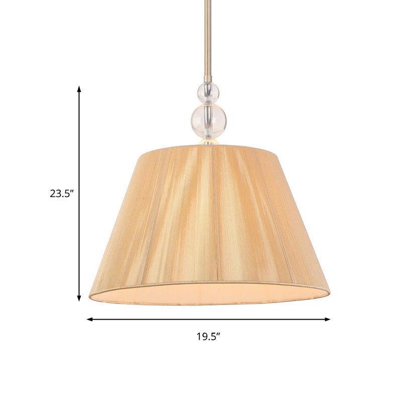 Tan 1 Light Pendant Lighting Fixture Classic Fabric Drum Hanging Lamp for Corridor Clearhalo 'Ceiling Lights' 'Pendant Lights' 'Pendants' Lighting' 216114