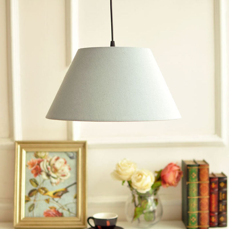 Classical Cone Pendant Lamp 1 Light Fabric Hanging Light Fixture in White/Coffee/Rose Red for Living Room Gray-Blue Clearhalo 'Ceiling Lights' 'Pendant Lights' 'Pendants' Lighting' 216120_38c09066-8d9b-4278-a6c0-a954cdcde9b8