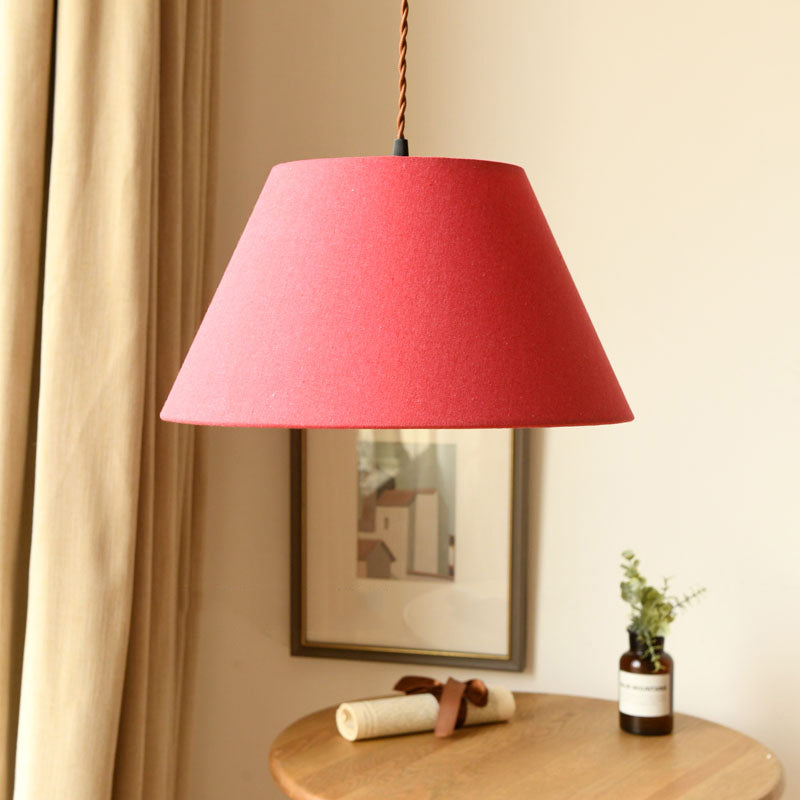 Classical Cone Pendant Lamp 1 Light Fabric Hanging Light Fixture in White/Coffee/Rose Red for Living Room Clearhalo 'Ceiling Lights' 'Pendant Lights' 'Pendants' Lighting' 216124