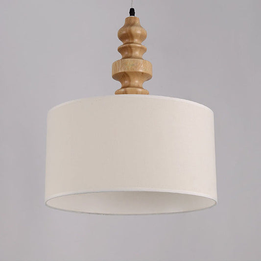 1 Light Ceiling Pendant Light Classic Drum White Fabric Hanging Lamp for Restaurant, 16" Wide Clearhalo 'Ceiling Lights' 'Pendant Lights' 'Pendants' Lighting' 216144
