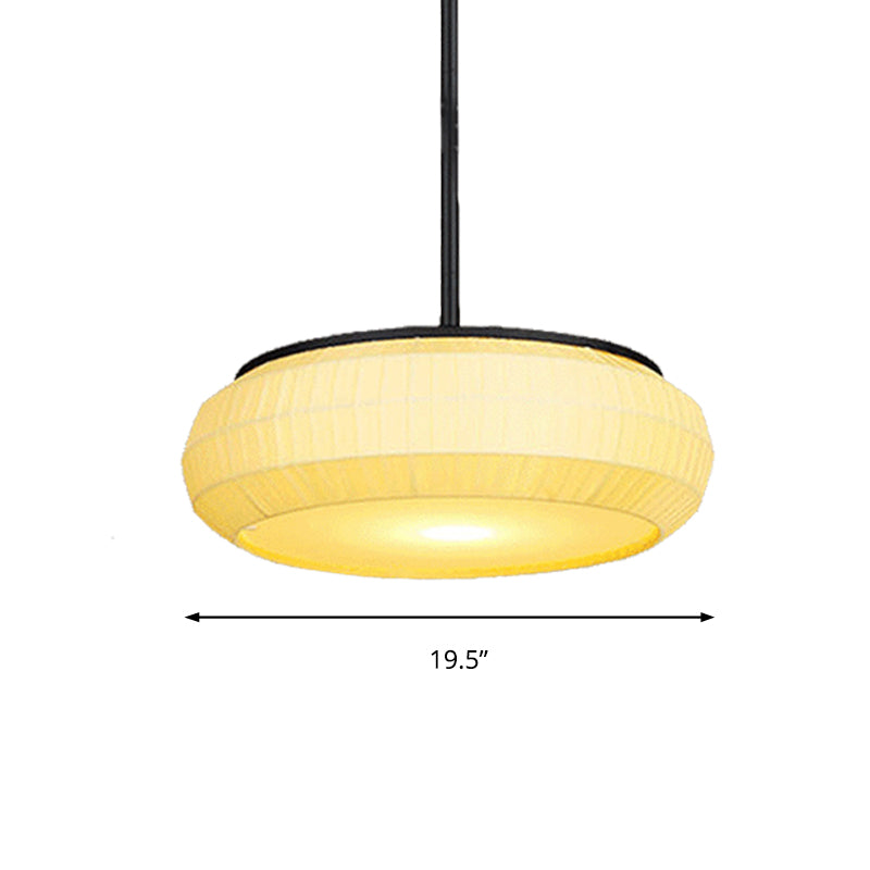 1 Light Hanging Ceiling Light with Round Fabric Shade Classic Living Room Pendant Lighting in White, 16"/19.5" Wide Clearhalo 'Ceiling Lights' 'Pendant Lights' 'Pendants' Lighting' 216149