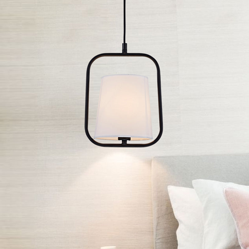 Black/White 1 Light Pendant Lighting Classic Fabric Sky Lantern Hanging Lamp for Bedroom Clearhalo 'Ceiling Lights' 'Pendant Lights' 'Pendants' Lighting' 216171