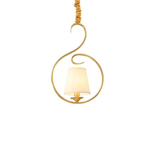 Traditional Cone Hanging Ceiling Light 1 Light Fabric Pendant Lighting in Gold for Living Room Clearhalo 'Ceiling Lights' 'Pendant Lights' 'Pendants' Lighting' 216181