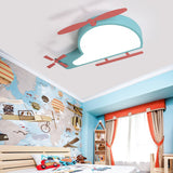 Blue Helicopter Flushmount Lighting Cartoon Style LED Metal Ceiling Mount Light with Acrylic Diffuser Blue A Clearhalo 'Ceiling Lights' 'Close To Ceiling Lights' 'Close to ceiling' 'Flush mount' Lighting' 216184