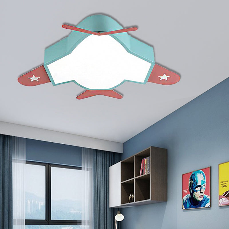 Blue Helicopter Flushmount Lighting Cartoon Style LED Metal Ceiling Mount Light with Acrylic Diffuser Blue B Clearhalo 'Ceiling Lights' 'Close To Ceiling Lights' 'Close to ceiling' 'Flush mount' Lighting' 216191