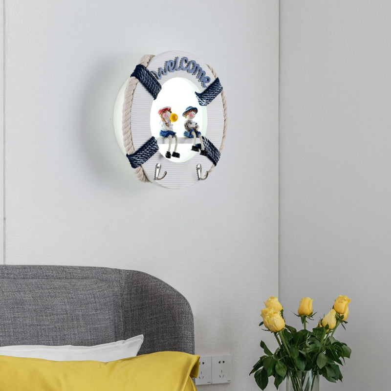 Circle Shaped Child Room LED Wall Mount Lighting Metallic Modern Wall Light Fixture White Clearhalo 'Wall Lamps & Sconces' 'Wall Lights' Lighting' 2161921