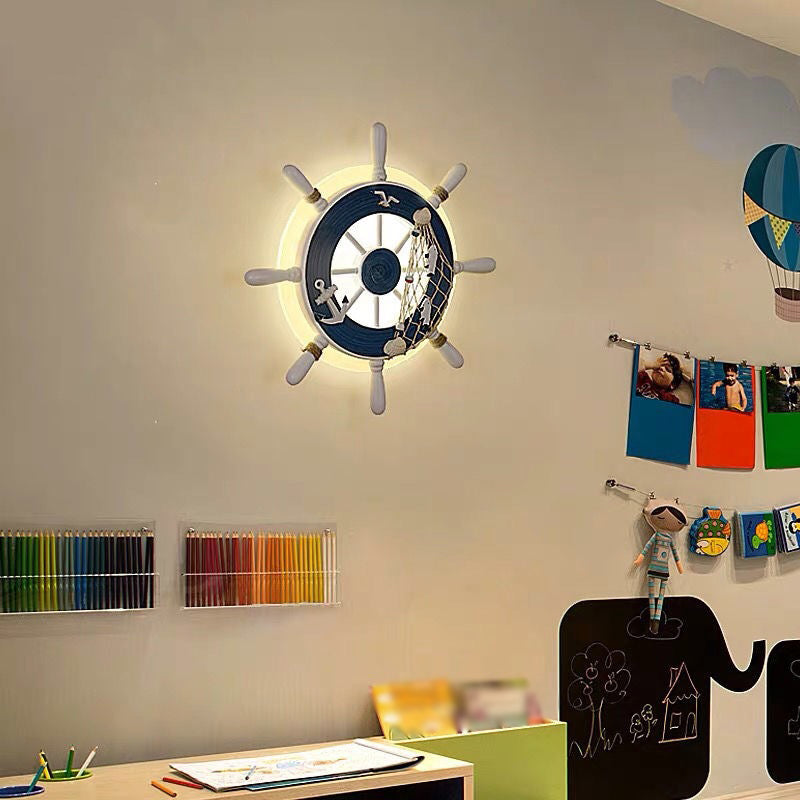 Shaded Wall Mount Light Kids Acrylic Kindergarten LED Wall Lighting Fixture in White White A Clearhalo 'Wall Lamps & Sconces' 'Wall Lights' Lighting' 2161934