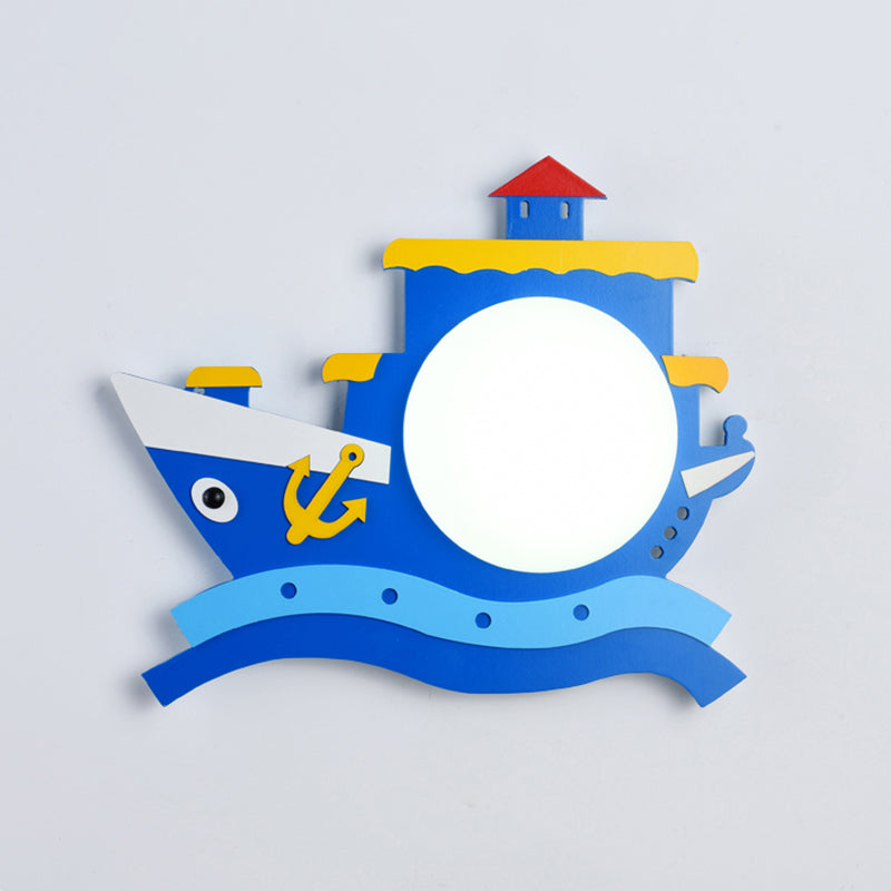 Plastic Round Shade LED Wall Lamp Cartoon Blue Wall Light Fixture for Kindergarten Clearhalo 'Wall Lamps & Sconces' 'Wall Lights' Lighting' 2161942