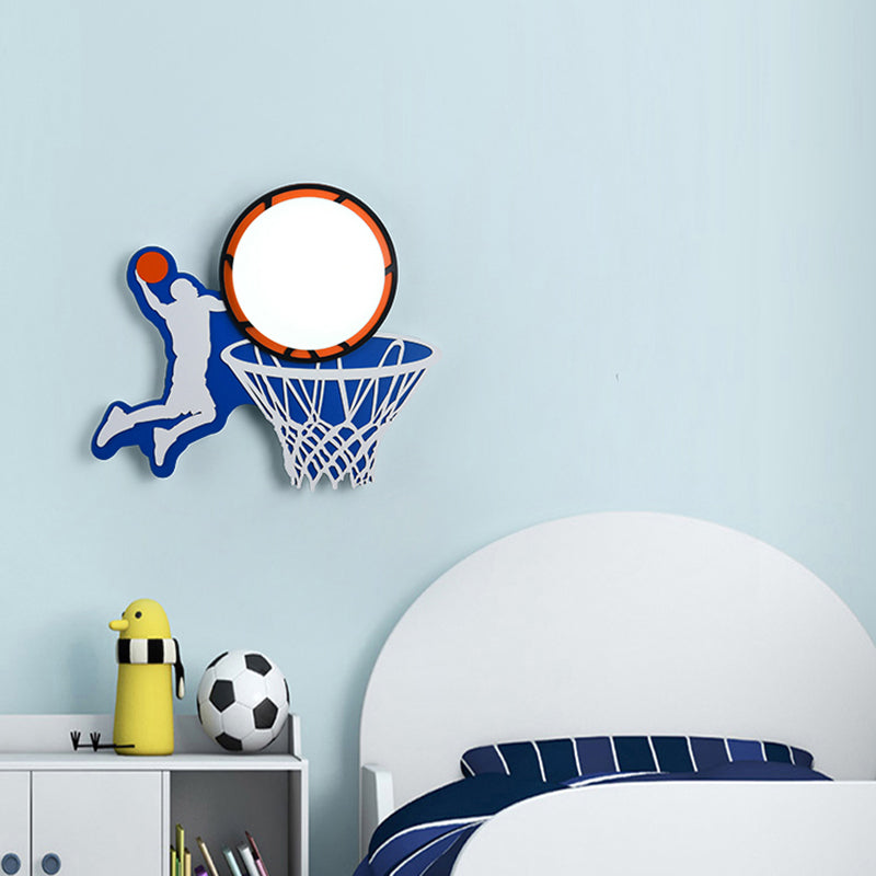 Plastic Round Shade LED Wall Lamp Cartoon Blue Wall Light Fixture for Kindergarten Blue C Clearhalo 'Wall Lamps & Sconces' 'Wall Lights' Lighting' 2161944