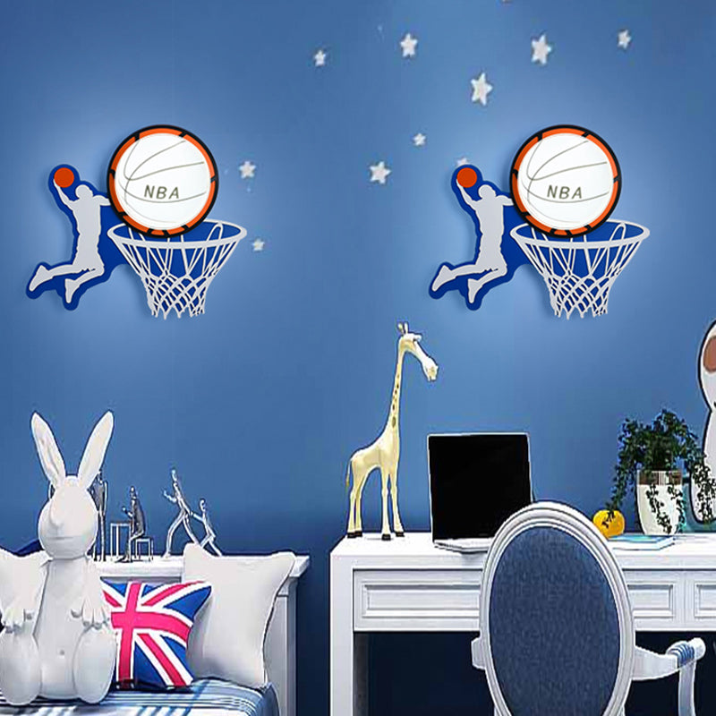 Plastic Round Shade LED Wall Lamp Cartoon Blue Wall Light Fixture for Kindergarten Blue D Clearhalo 'Wall Lamps & Sconces' 'Wall Lights' Lighting' 2161947