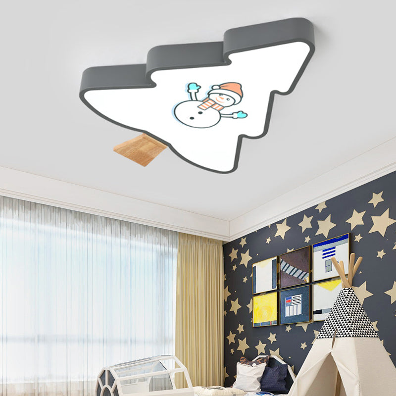 Green/Gray Tree Flush Mount Light Kids LED Acrylic Flush Mount Ceiling Fixture with Snowman Pattern Grey Clearhalo 'Ceiling Lights' 'Close To Ceiling Lights' 'Close to ceiling' 'Flush mount' Lighting' 216197