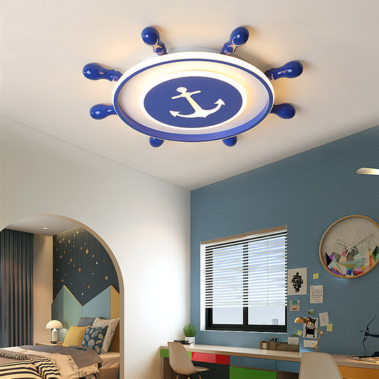 Blue Rudder Shaped LED Flush Mount Minimalist Metal Flushmount Ceiling Light for Child Room Clearhalo 'Ceiling Lights' 'Close To Ceiling Lights' 'Close to ceiling' 'Flush mount' Lighting' 2161998