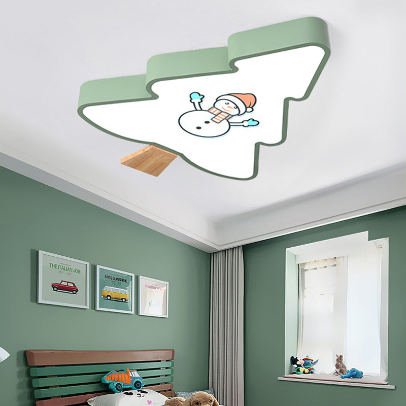 Green/Gray Tree Flush Mount Light Kids LED Acrylic Flush Mount Ceiling Fixture with Snowman Pattern Clearhalo 'Ceiling Lights' 'Close To Ceiling Lights' 'Close to ceiling' 'Flush mount' Lighting' 216202