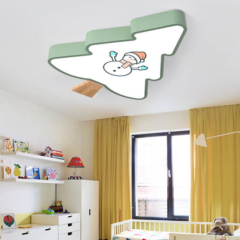 Green/Gray Tree Flush Mount Light Kids LED Acrylic Flush Mount Ceiling Fixture with Snowman Pattern Clearhalo 'Ceiling Lights' 'Close To Ceiling Lights' 'Close to ceiling' 'Flush mount' Lighting' 216203