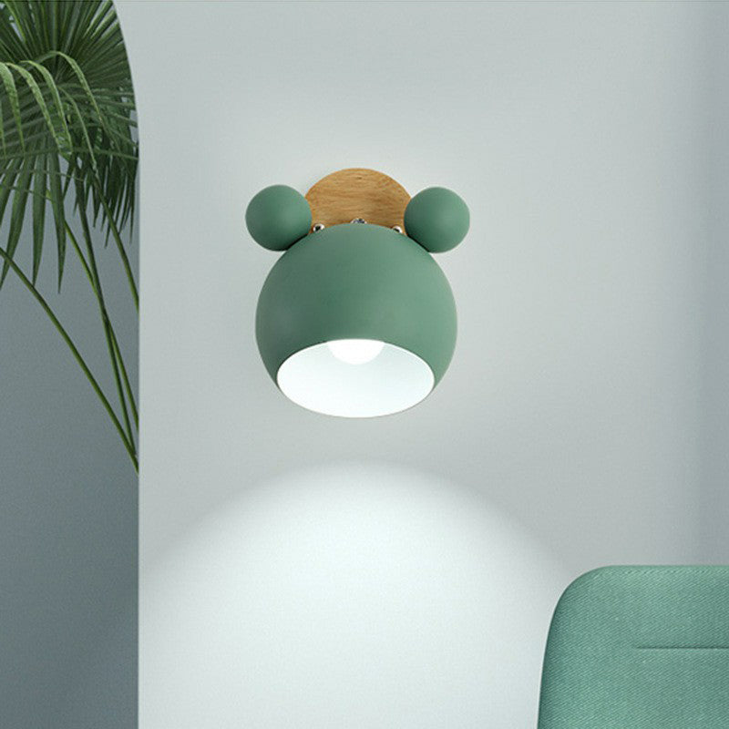 Bear Head Bedroom Wall Mount Light Metallic Single Minimalistic Wall Sconce Light Green Clearhalo 'Wall Lamps & Sconces' 'Wall Lights' Lighting' 2162036