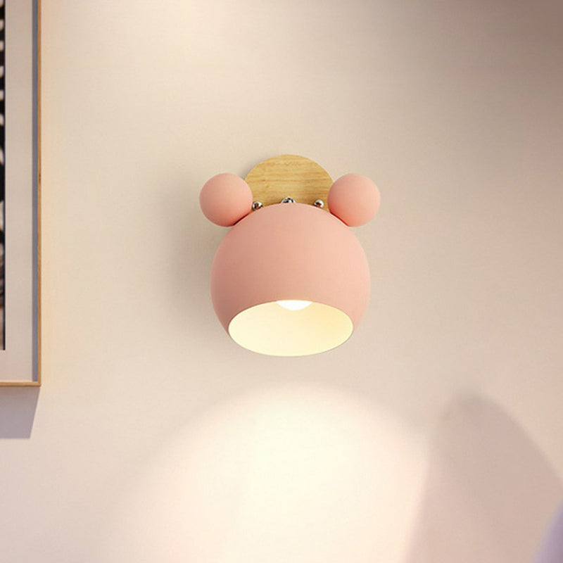 Bear Head Bedroom Wall Mount Light Metallic Single Minimalistic Wall Sconce Light Pink Clearhalo 'Wall Lamps & Sconces' 'Wall Lights' Lighting' 2162038