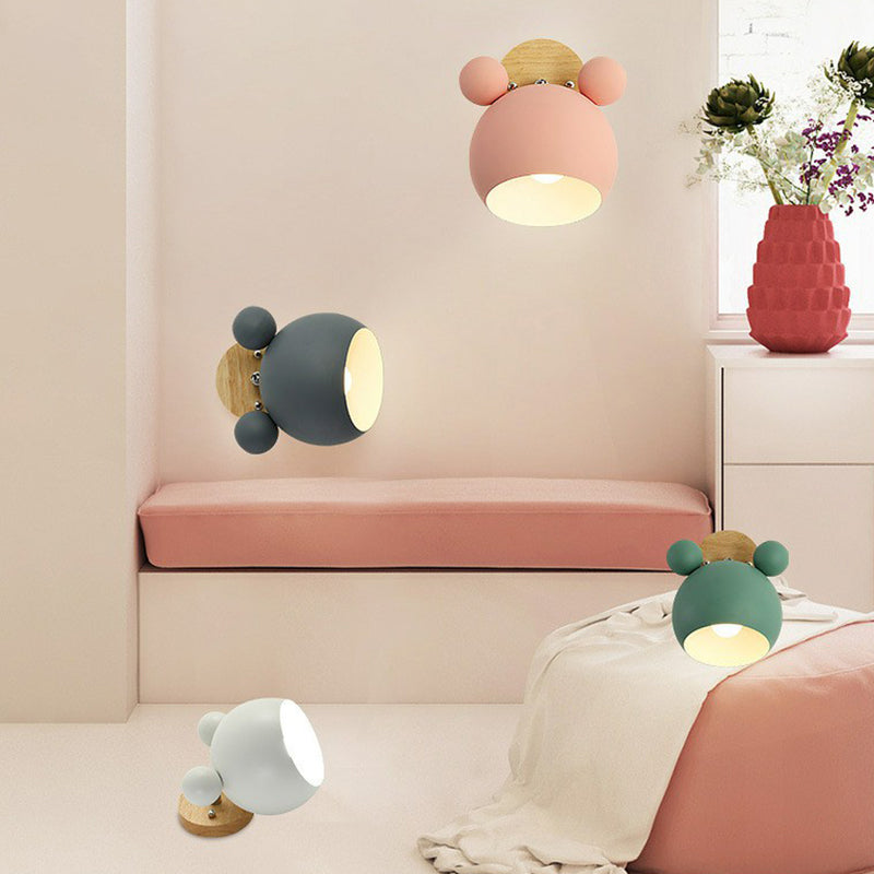 Bear Head Bedroom Wall Mount Light Metallic Single Minimalistic Wall Sconce Light Clearhalo 'Wall Lamps & Sconces' 'Wall Lights' Lighting' 2162039