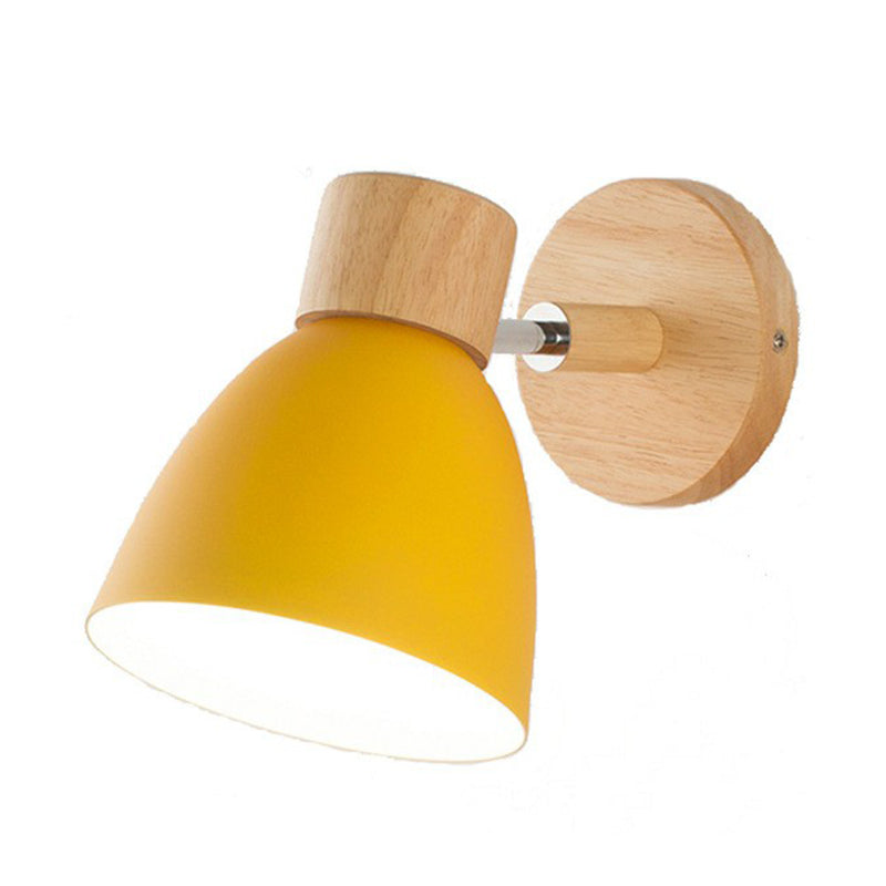 Dome Wall Mount Light Nordic Style Metallic 1-Light Bedside Rotatable Wall Lighting Yellow Clearhalo 'Wall Lamps & Sconces' 'Wall Lights' Lighting' 2162054