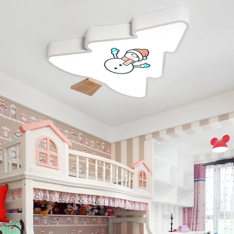 Green/Gray Tree Flush Mount Light Kids LED Acrylic Flush Mount Ceiling Fixture with Snowman Pattern Clearhalo 'Ceiling Lights' 'Close To Ceiling Lights' 'Close to ceiling' 'Flush mount' Lighting' 216206