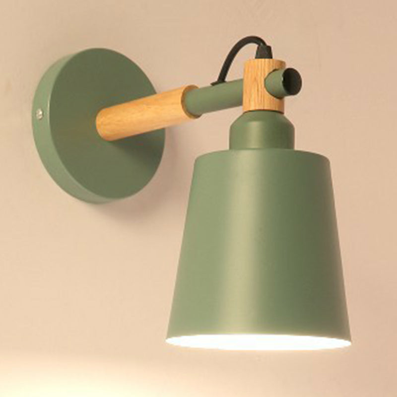 Tapered Shade Metallic Wall Light Simplistic 1 Head Wall Lighting Fixture for Bedroom Green Clearhalo 'Wall Lamps & Sconces' 'Wall Lights' Lighting' 2162080