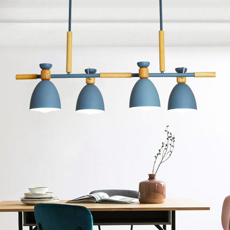 Simplicity Dome Shade Island Pendant Light Metallic 4 Heads Dining Room Ceiling Light Clearhalo 'Ceiling Lights' 'Island Lights' Lighting' 2162095