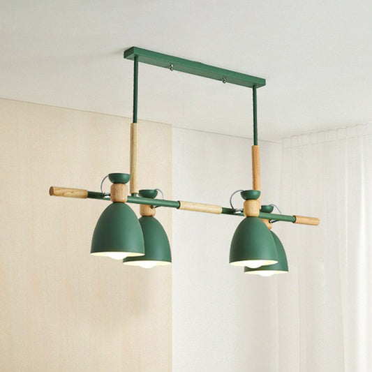 Simplicity Dome Shade Island Pendant Light Metallic 4 Heads Dining Room Ceiling Light Green Clearhalo 'Ceiling Lights' 'Island Lights' Lighting' 2162098