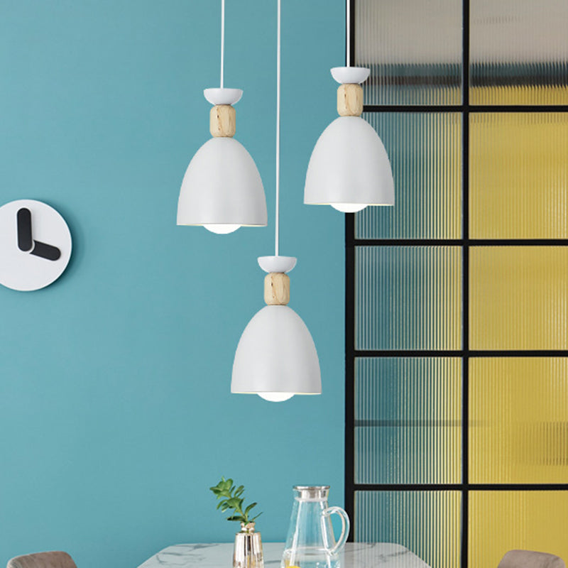 White Dome Shade Suspension Light Simplistic 3 Bulbs Metallic Multi Lamp Pendant Light Clearhalo 'Ceiling Lights' 'Pendant Lights' 'Pendants' Lighting' 2162122