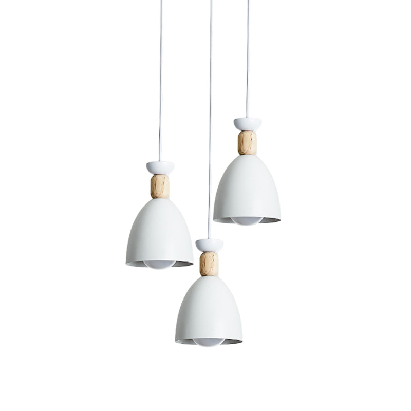 White Dome Shade Suspension Light Simplistic 3 Bulbs Metallic Multi Lamp Pendant Light Clearhalo 'Ceiling Lights' 'Pendant Lights' 'Pendants' Lighting' 2162123