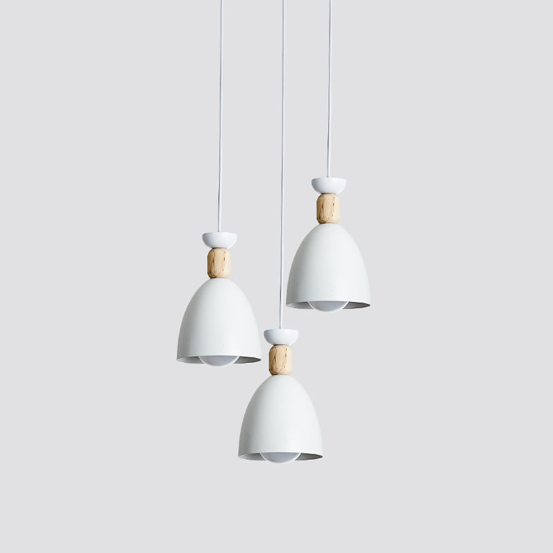 White Dome Shade Suspension Light Simplistic 3 Bulbs Metallic Multi Lamp Pendant Light Clearhalo 'Ceiling Lights' 'Pendant Lights' 'Pendants' Lighting' 2162124