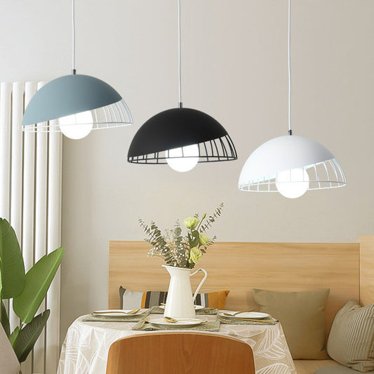 Nordic Style Dome Shade Hanging Light Metallic 3 Bulbs Dining Room Multi Light Pendant Clearhalo 'Ceiling Lights' 'Pendant Lights' 'Pendants' Lighting' 2162140