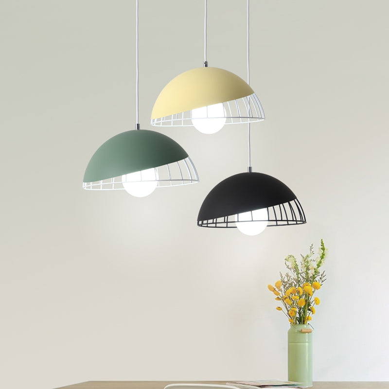 Nordic Style Dome Shade Hanging Light Metallic 3 Bulbs Dining Room Multi Light Pendant Clearhalo 'Ceiling Lights' 'Pendant Lights' 'Pendants' Lighting' 2162142