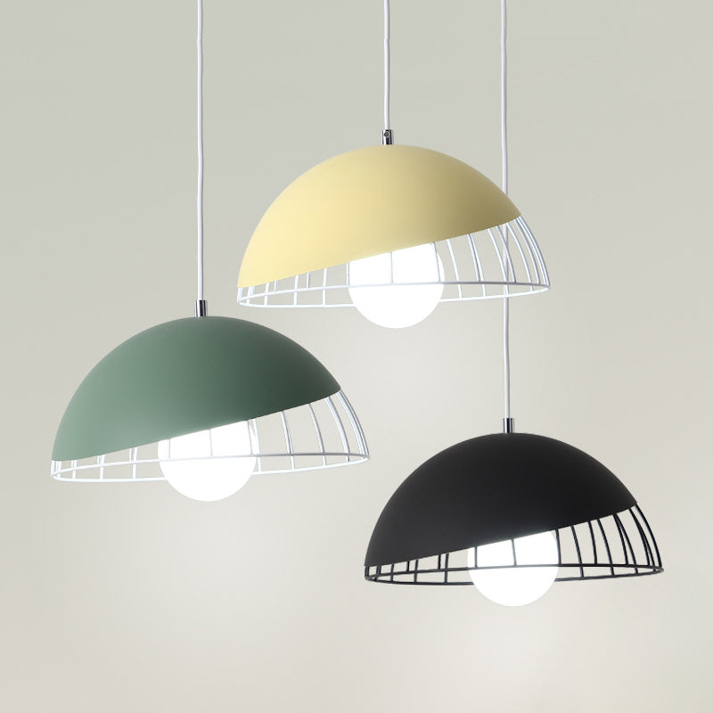 Nordic Style Dome Shade Hanging Light Metallic 3 Bulbs Dining Room Multi Light Pendant Clearhalo 'Ceiling Lights' 'Pendant Lights' 'Pendants' Lighting' 2162143