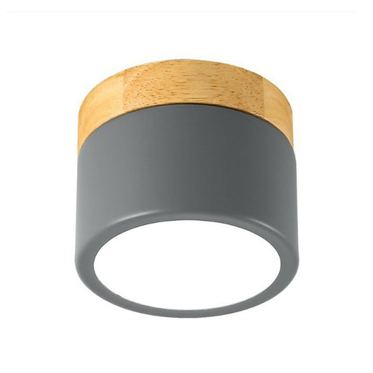 Metallic Cylindrical LED Flush Mount Macaron Flushmount Ceiling Light for Bedroom Clearhalo 'Ceiling Lights' 'Close To Ceiling Lights' 'Close to ceiling' 'Flush mount' Lighting' 2162176