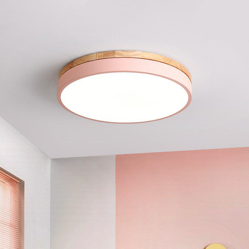 Circle Shaped Bedroom Flush Mount Lighting Acrylic Simplistic LED Flush Mount Fixture Pink Clearhalo 'Ceiling Lights' 'Close To Ceiling Lights' 'Close to ceiling' 'Flush mount' Lighting' 2162204