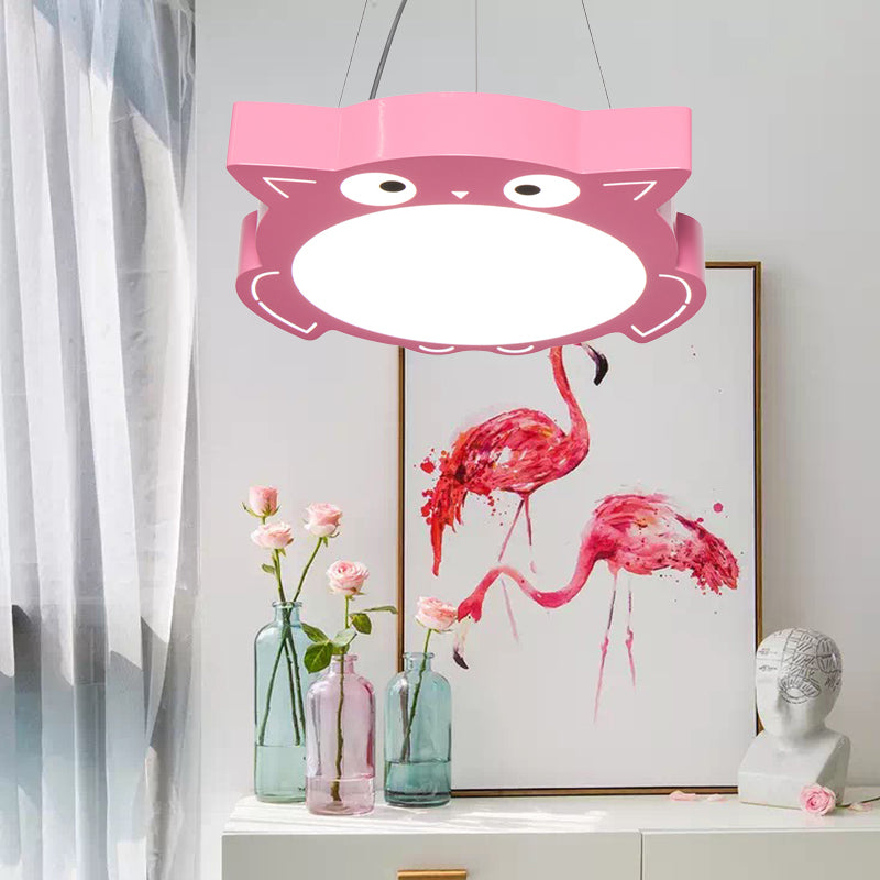 Modernism Owl Design Pendant Light Acrylic LED Children Bedroom Chandelier Lamp in Pink/Yellow Clearhalo 'Ceiling Lights' 'Chandeliers' Lighting' options 216221