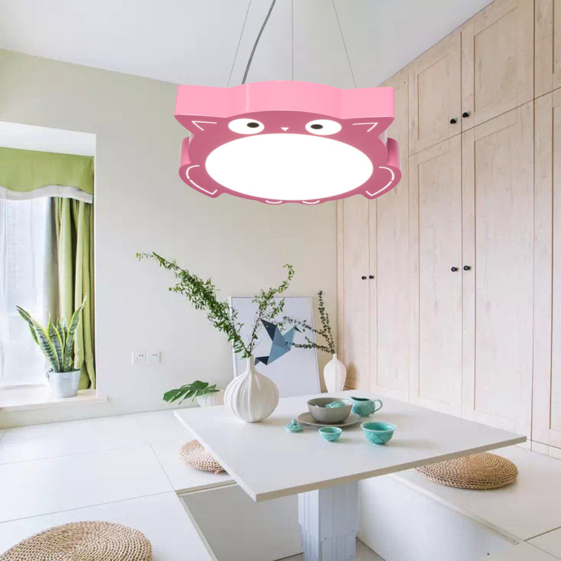 Modernism Owl Design Pendant Light Acrylic LED Children Bedroom Chandelier Lamp in Pink/Yellow Clearhalo 'Ceiling Lights' 'Chandeliers' Lighting' options 216222