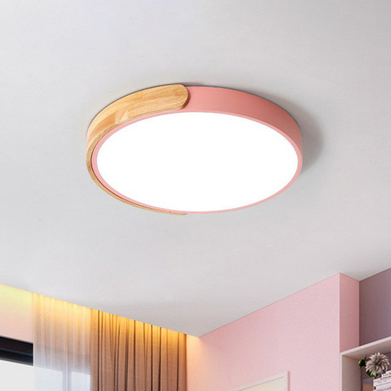 Acrylic Circular Flush Ceiling Light Simplicity LED Flush Mount Lighting Fixture for Kids Bedroom Pink Clearhalo 'Ceiling Lights' 'Close To Ceiling Lights' 'Close to ceiling' 'Flush mount' Lighting' 2162239