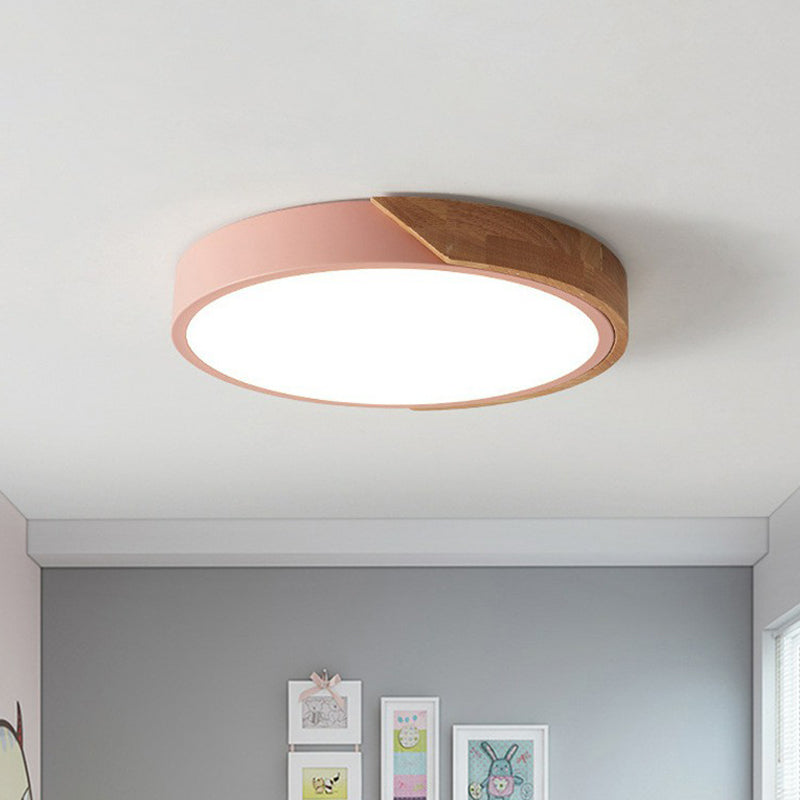 Round Shaped Bedroom LED Flush Mount Lighting Metallic Nordic Style Flush Mount Ceiling Light Pink Clearhalo 'Ceiling Lights' 'Close To Ceiling Lights' 'Close to ceiling' 'Flush mount' Lighting' 2162248