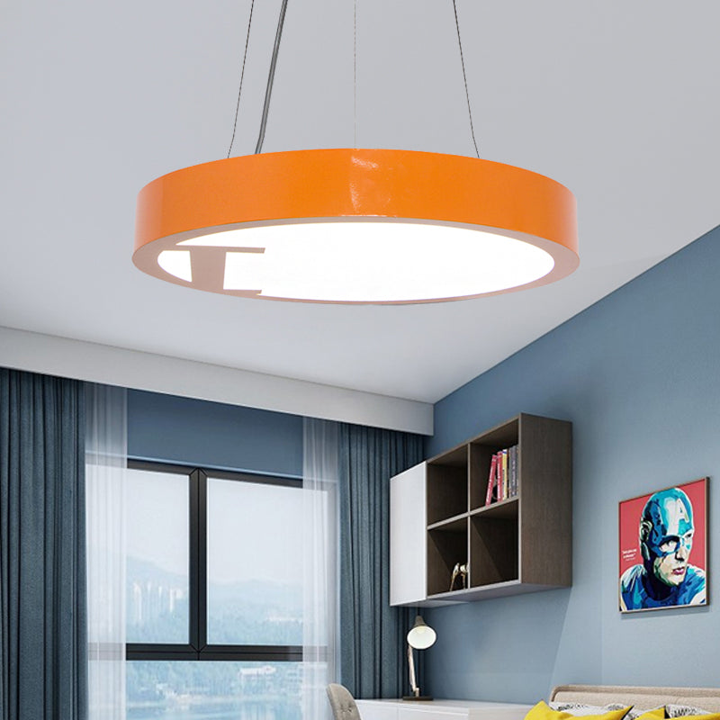 LED Living Room Chandelier Light Fixture with Round Acrylic Shade Modernism Style Yellow/Orange Pendant Lamp Clearhalo 'Ceiling Lights' 'Chandeliers' Lighting' options 216226