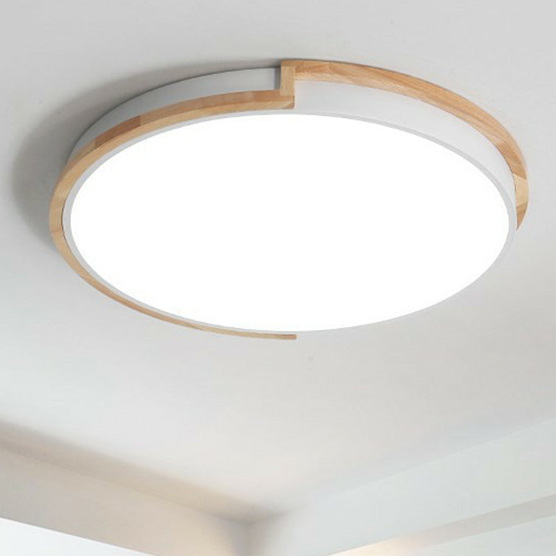 Circular LED Flush Mount Minimalist Acrylic Living Room Flushmount Ceiling Light with Wooden Frame White Clearhalo 'Ceiling Lights' 'Close To Ceiling Lights' 'Close to ceiling' 'Flush mount' Lighting' 2162262