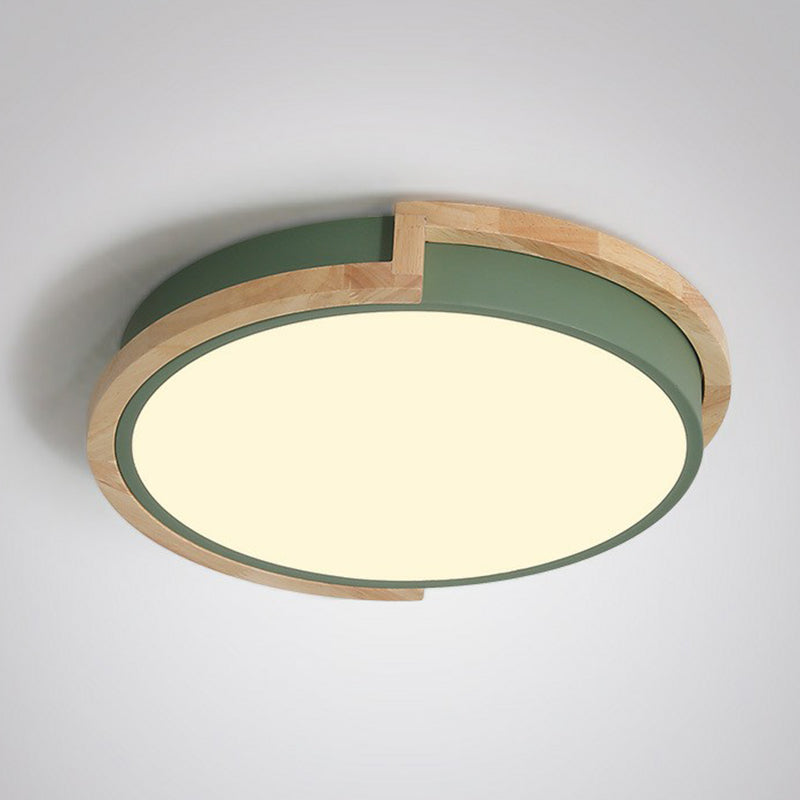 Circular LED Flush Mount Minimalist Acrylic Living Room Flushmount Ceiling Light with Wooden Frame Clearhalo 'Ceiling Lights' 'Close To Ceiling Lights' 'Close to ceiling' 'Flush mount' Lighting' 2162267