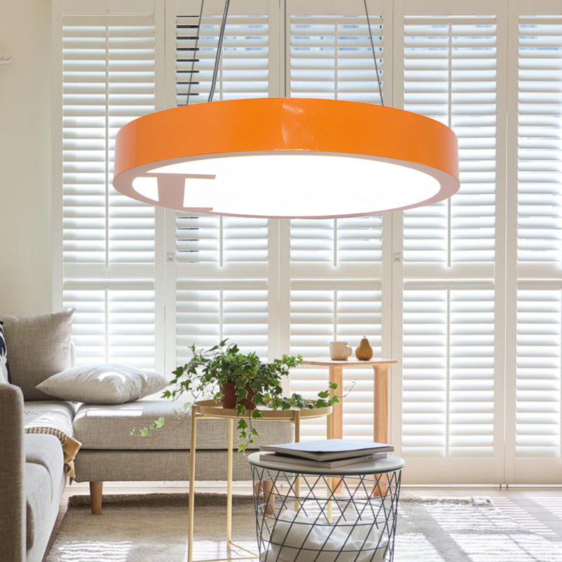 LED Living Room Chandelier Light Fixture with Round Acrylic Shade Modernism Style Yellow/Orange Pendant Lamp Clearhalo 'Ceiling Lights' 'Chandeliers' Lighting' options 216227