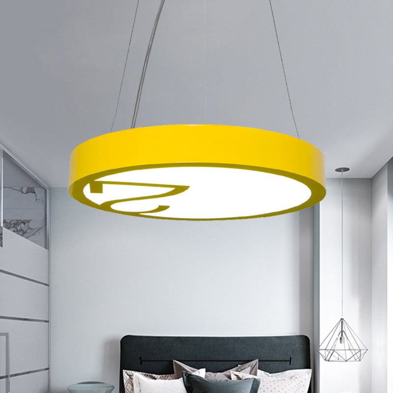 LED Living Room Chandelier Light Fixture with Round Acrylic Shade Modernism Style Yellow/Orange Pendant Lamp Clearhalo 'Ceiling Lights' 'Chandeliers' Lighting' options 216230