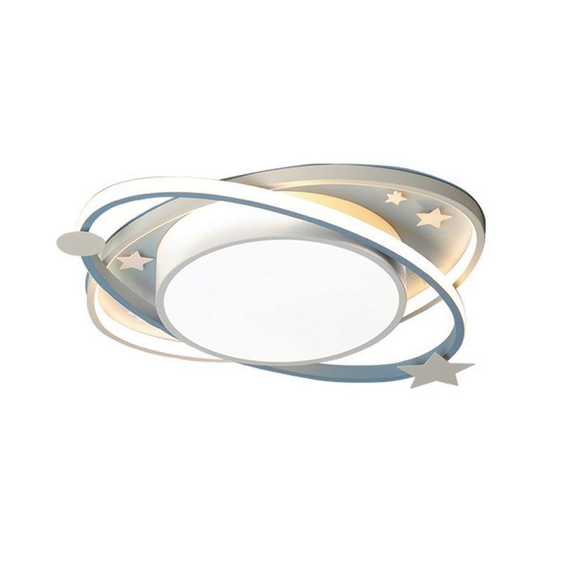 Ellipse Shaped Bedroom Flush Ceiling Light Metallic Kids LED Flush Mount Lighting Fixture with Decorative Star Clearhalo 'Ceiling Lights' 'Close To Ceiling Lights' 'Close to ceiling' 'Flush mount' Lighting' 2162393