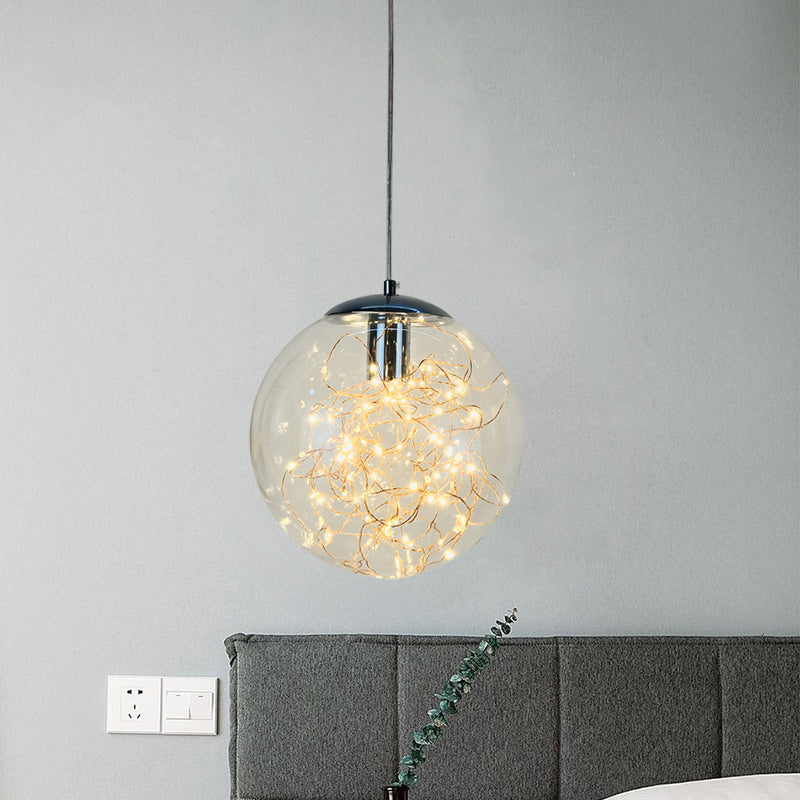 Geometric LED Pendant Light Fixture Suspension Light Simplicity Clear Glass Bedroom Starry Pendant Light Fixture Clear A Clearhalo 'Ceiling Lights' 'Close To Ceiling Lights' 'Glass shade' 'Glass' 'Modern Pendants' 'Modern' 'Pendant Lights' 'Pendants' Lighting' 2162470