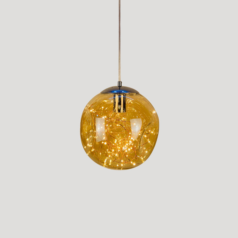 Geometric LED Pendant Light Fixture Suspension Light Simplicity Clear Glass Bedroom Starry Pendant Light Fixture Amber B Clearhalo 'Ceiling Lights' 'Close To Ceiling Lights' 'Glass shade' 'Glass' 'Modern Pendants' 'Modern' 'Pendant Lights' 'Pendants' Lighting' 2162476