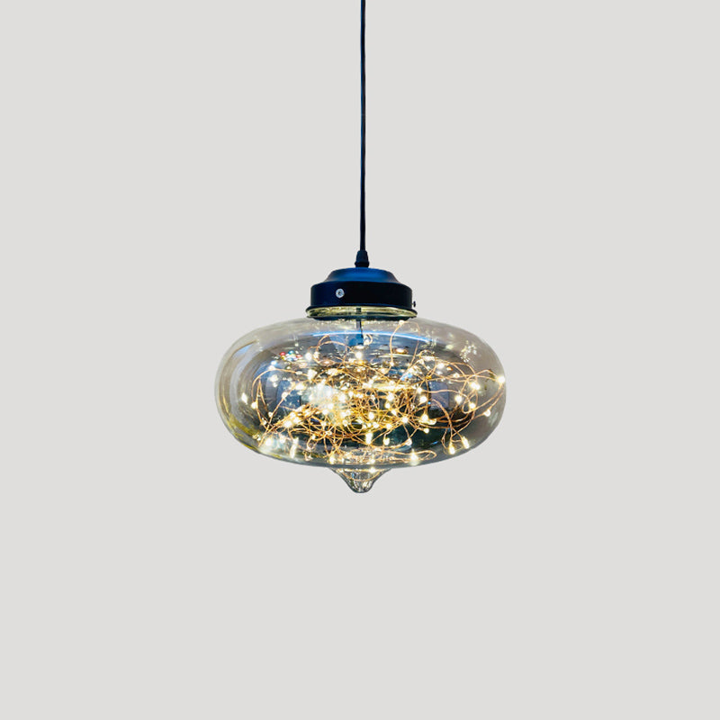 Geometric LED Pendant Light Fixture Suspension Light Simplicity Clear Glass Bedroom Starry Pendant Light Fixture Smoke Gray D Clearhalo 'Ceiling Lights' 'Close To Ceiling Lights' 'Glass shade' 'Glass' 'Modern Pendants' 'Modern' 'Pendant Lights' 'Pendants' Lighting' 2162482